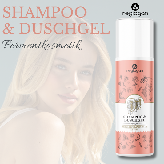 regiogan SHAMPOOING &amp; GEL DOUCHE cosmétiques fermentés, cosmétiques naturels frais distributeur airless 100ml