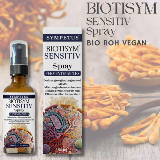 SYMPETUS BIOTISYM SENSITIV Spray BIO ROH VEGAN Vitalpilze Mikrobiom Komplex Ferment - 50 ml